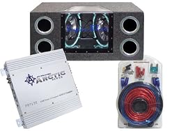Pyramid Deluxe Amplifier/Speaker package for the Car/Truck/SUV --- PB717X 1000w 2 Channel Bridgeable MOSFET Amplifier + BNPS102 Dual 10-inch 1000w Bandpass Speaker System with Neon Accent Lighting + 1000w 20 ft. Amplifier Installation Wiring Kit
