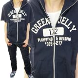 今季必須レイヤードスタイルにメンズ・ワッフル・プリントパーカー・半袖パーカー(GREEN JELLY)