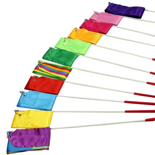 Estone 4M Gym Dance Ribbon Rhythmic Art Gymnastic Streamer Twirling Rod Stick 11 Colors