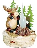 Moose Keeping Warm Next To Flickering Campfire Night Light 5