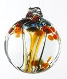 Kitras Art Glass ~ TREE OF ENCHANTMENT - THANKSGIVING ~ WITCH BALL - Old English - Hand Blown Glass Hanging Ornament-OR-TREE-02-TH