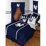 NY Yankees MLB Sidelines Queen Comforter & Sheet Set (5 Piece Bedding)