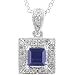 1/2ctw Diamond Pendant with Princess Cut Sapphire Center in 14k White Gold (HI/I1)