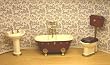 Dollhouse Miniature Vintage Look Bathroom Set in Burgandy
