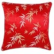 Decorative Handmade Silky Red & Gold Cushion Cover / Pillow Sham - Chinese Bamboo Leaves Design