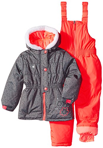 Rugged Bear Girls' Two-Piece Snowsuit and Jacket Set with Flower Detail