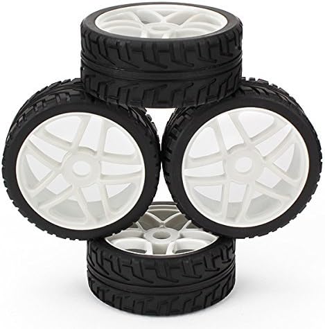iiMash(TM) HSP RC 1:8 Off-road Car Star Wheel Hub Rims Grip Grain Tires Black+White (Pack Of 4)