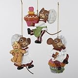 IMAGE OF Club Pack of 12 Mouseville Chef Mice Christmas Figure Ornaments 3.25