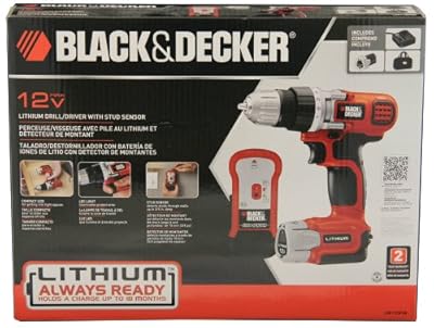 Black & Decker 12 Volt Lithium Drill/Driver with Stud Sensor Holds Charge for 18 Months