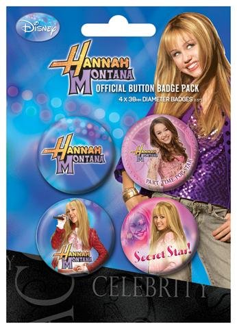 Posters: Hannah Montana Paquet De Pin's - Secret Star, 4 X 38mm Pin's (15 x 10 cm)
