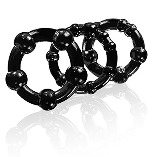 Eden Beaded Cock Rings Stretchy Comfortable Male Enhancers, Black