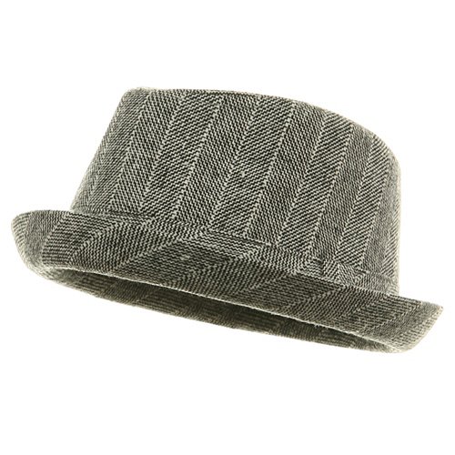 Short Brim Stripe Fedora Hat - Light Grey W19S36A
