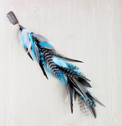 Black and Blue Feather Extension Hair Clip