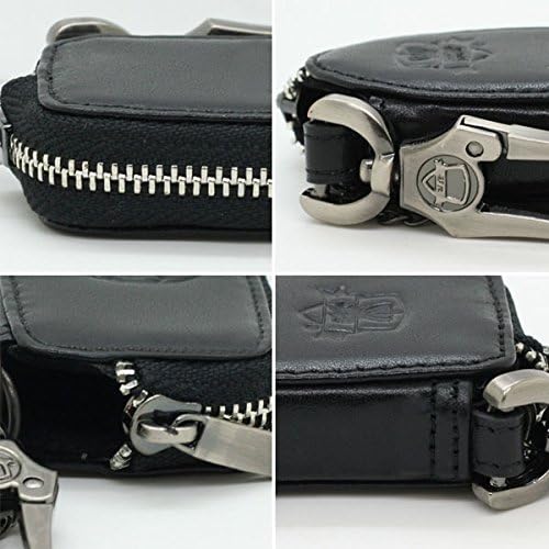 Genuine Cow Leather Zipper Bag for VOLKSWAGEN Golf 7 GTI Flip Remote Key Black 5803