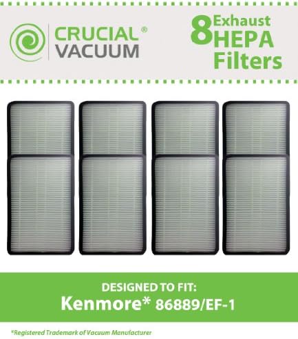 Crucial Vacuum Replacement Vacuum FIlter Part # 86889, 20-86889, 40324 - Compatible With Kenmore Vacs - Kenmore EF1 HEPA Style Filter Fits Whispertone & Progressive - For Home Use (8 Pack)