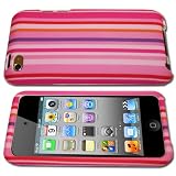 CNL PINK STRIPE HARD CASE FOR APPLE iPOD TOUCH 4 - 4G - 8GB - 32GB - 64GB