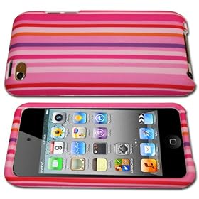 CNL PINK STRIPE HARD CASE FOR APPLE iPOD TOUCH 4 - 4G - 8GB - 32GB - 64GB