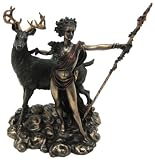 Huntress Diana (Artemis) with Deer, Real Bronze Powder Cast Statue 10 1/4-inch