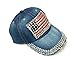 AISHNE Women American Flag Rhinestone Jeans Denim Baseball Adjustable Hat Blue