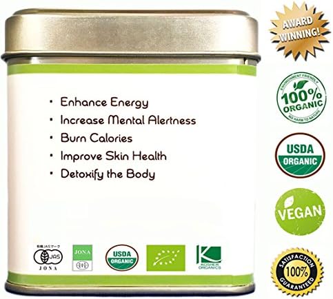 Premium Organic Matcha Green Tea Powder - Certified - Ceremonial Grade - Weightloss - Benefits Skin - Energy - Green Tea Lattes - Product of Japan - 1.0 Ounce - Money Back Guaranteed