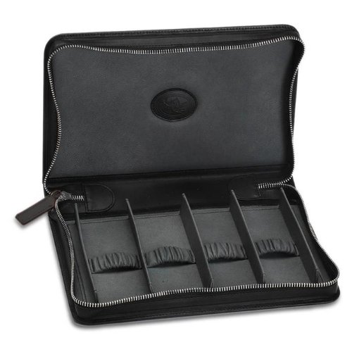 Zippered Leather 4-Slot Watch Case by Underwood
