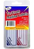 The Classics To and From Mailing Label, White/Blue/Red, 25 Sheets, 50 Labels (TPG-463)