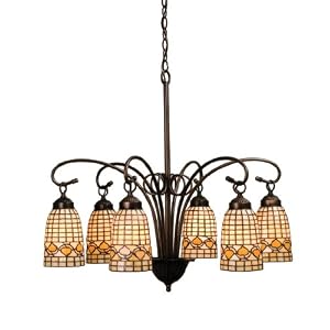 27.5 Inch W Ivory Tiffany Acorn 6 Lt Chandelier Ceiling Fixture by Meyda