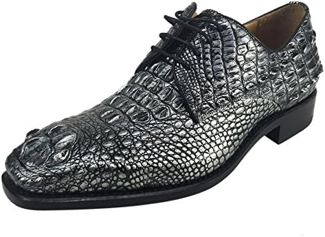 ShoeperStar Mens 3D Crocodile Grain Wingtip Tassels Leather Shoes