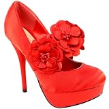 Womens High Stiletto Heeled Platform Satin Court Shoes