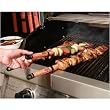 Exclusive Pushette Skewers, Patented Set of Four BBQ Skewers with Safe Magnetic Slide for Easy Grilling