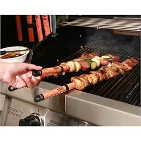 Pushette Skewers, Exclusive, Patented, Set of Four BBQ Skewers, Magnetic Slide Safe, Easy... from Barbecue Tools