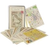 Vintage Maps Cavallini Carte Postale tin of 18 assorted postcards (all different)