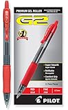 Pilot G2 Retractable Premium Gel Ink Roller Ball Pens, Fine Point, Red Ink, Dozen Box (31022)