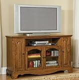 IMAGE OF Entertainment Credenza with Glass Doors in Oak Finish