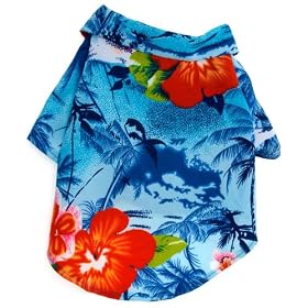 Wanted Hawaii Dog Shirt Blue