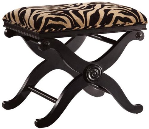 Safari Ottoman, black, brown ANIMAL