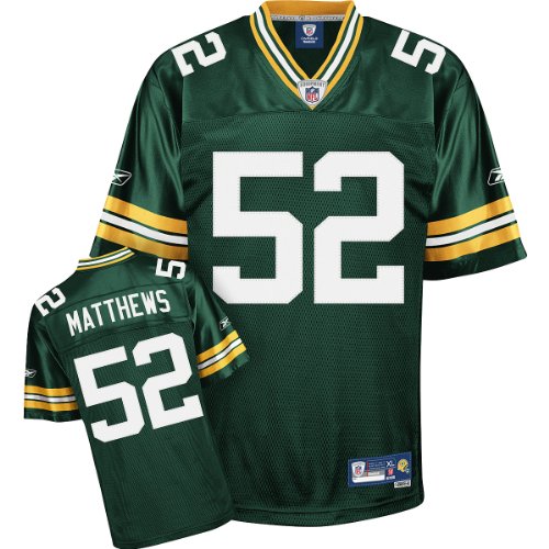 Clay Matthews Jr. Green Reebok NFL Premier Green Bay Packers Jersey - Medium