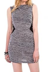 Polyester/Viscose/Knit Short Two-Toned Bodycon Dress 