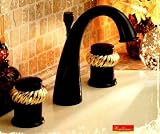 Delta Select 6560-GBLHP Providence Contemporary Widespread Faucet NO HANDLES, Black and Polished Bra