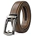 WERFORU Leather Ratchet Dress Belt cognac belt for Men with Automatic Buckle(light brown)