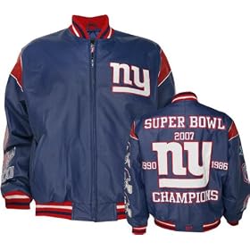 New York Giants Commemorative Super Bowl Champions Leather Varsity Jacket