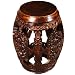 EXP Handmade Antique Style 21" Intricately Carved Barrel-Shaped End Table With Mahogany Finish
