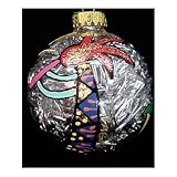 Chilies & Kokopelli Design - Hand Painted - Heavy Glass Ornament - 3.25 inch diameter.
