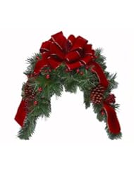 Home: Deep Red Holiday Mailbox Swag - Christmas Mailbox Swag CH4762 - Floral Home Decor