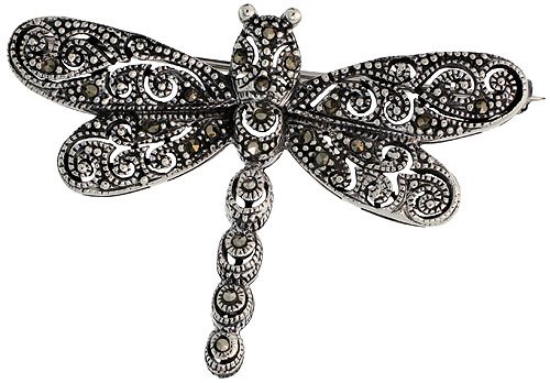 Sterling Silver 1 7/8 (47mm) wide Dragonfly Pin / Brooch