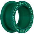 3/4" Green Acrylic Gem Rimmed Screw Fit Tunnel Plug