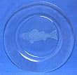 Individually Hand Etched Trout Glass Dinner Plate 9.5"D Set / 2