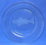 Individually Hand Etched Trout Glass Charger 11.5"D Set / 2