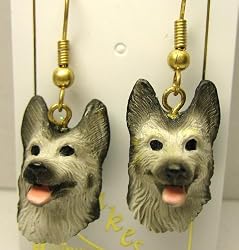 German Shepherd Black Silver - Hooks Earrings