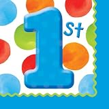 Big 1 Dots - Boy Beverage Napkin, 3 Ply (12pks Case)
